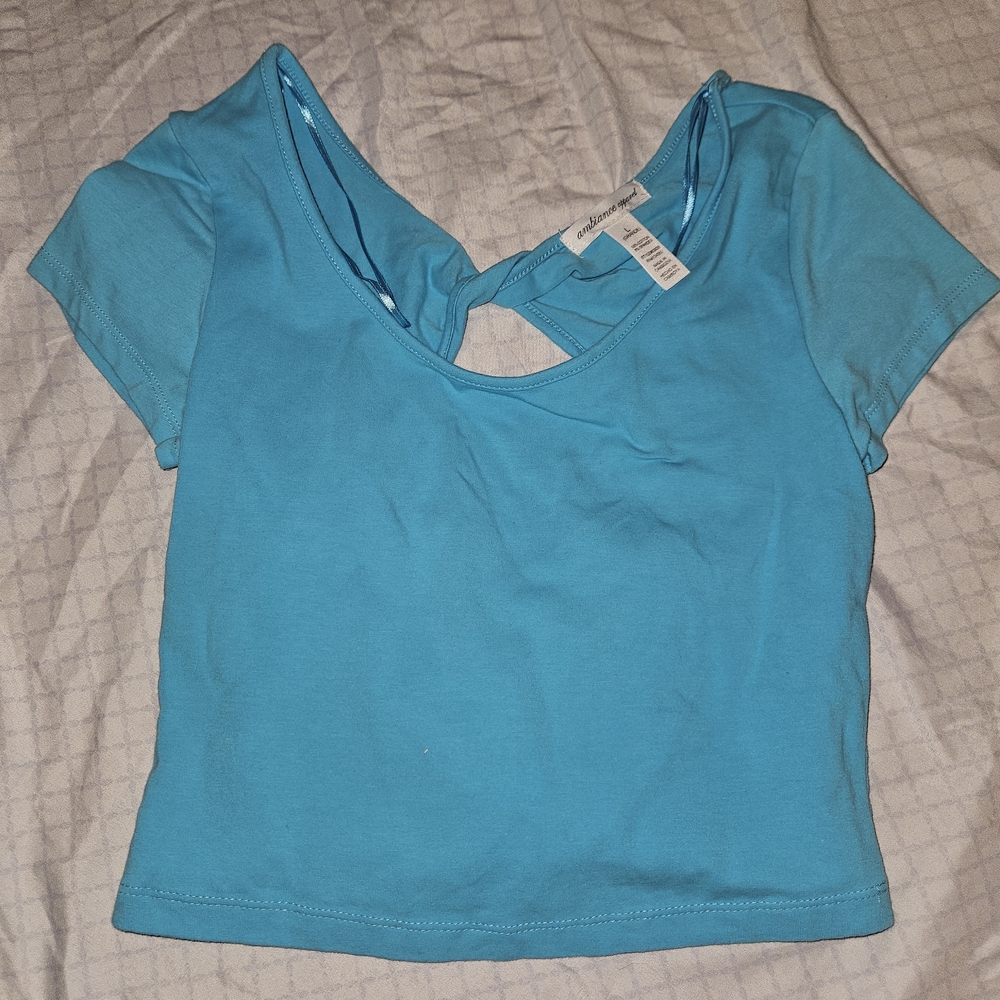 Ambiance Turquoise Crop Top with Cutout Back